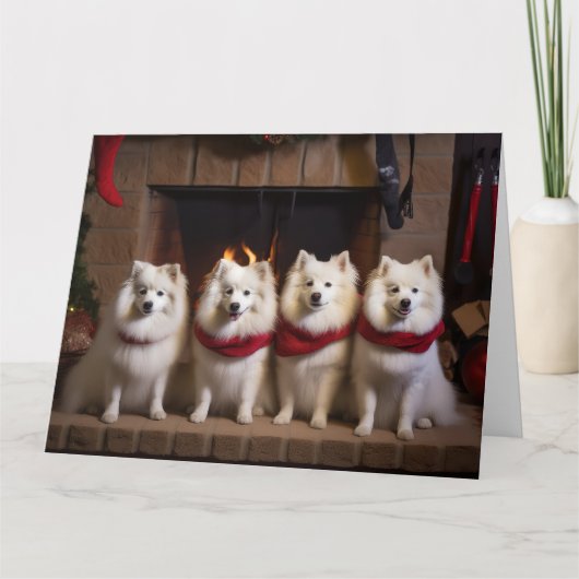 暖炉のクリスマスまでにアメリカのエスキモー カード (正面)