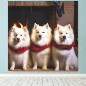 暖炉のクリスマスまでにアメリカのエスキモー キャンバスプリント (インサイチュ (ウッドフロア))