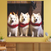 暖炉のクリスマスまでにアメリカのエスキモー キャンバスプリント (インサイチュ (リビング))