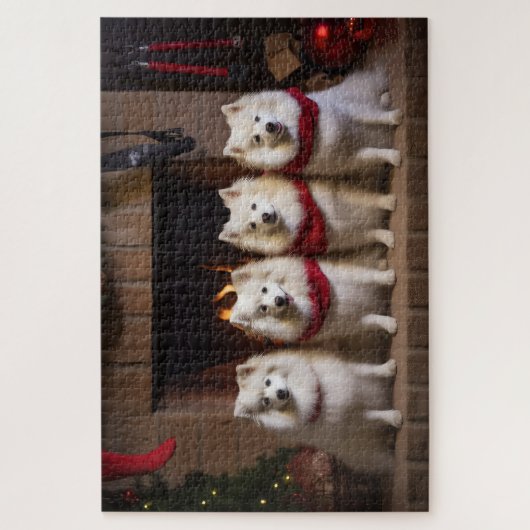 暖炉のクリスマスまでにアメリカのエスキモー ジグソーパズル (縦)