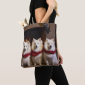 暖炉のクリスマスまでにアメリカのエスキモー トートバッグ (クローズアップ)