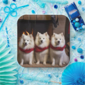 暖炉のクリスマスまでにアメリカのエスキモー ペーパープレート (パーティー)