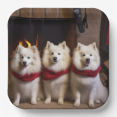 暖炉のクリスマスまでにアメリカのエスキモー ペーパープレート (正面)