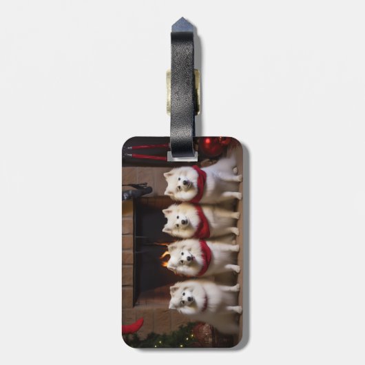 暖炉のクリスマスまでにアメリカのエスキモー ラゲッジタグ (裏面縦)