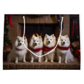 暖炉のクリスマスまでにアメリカのエスキモー ラージペーパーバッグ (正面)