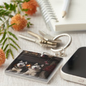 暖炉のクリスマスまでにアラスカン・マラムテ キーホルダー (正面右)