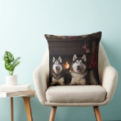 暖炉のクリスマスまでにアラスカン・マラムテ クッション (椅子)