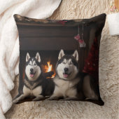 暖炉のクリスマスまでにアラスカン・マラムテ クッション (ブランケット)