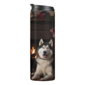 暖炉のクリスマスまでにアラスカン・マラムテ タンブラー (回転右)