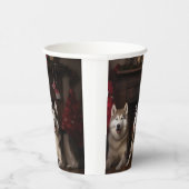 暖炉のクリスマスまでにアラスカン・マラムテ 紙コップ (右)