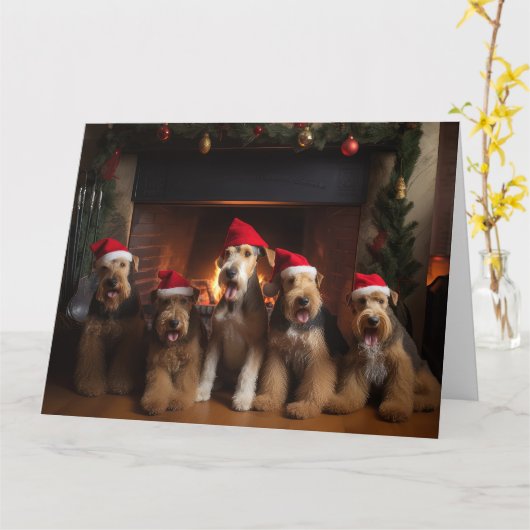 暖炉のクリスマスまでにエールを カード (黄色い花)