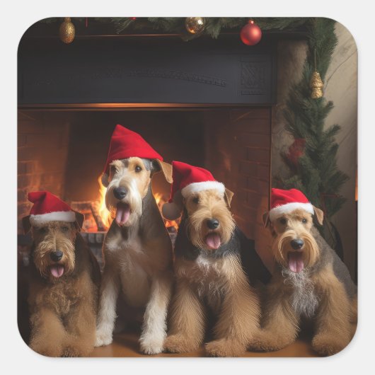 暖炉のクリスマスまでにエールを スクエアシール (正面)