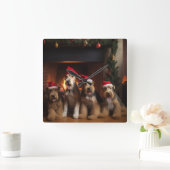 暖炉のクリスマスまでにエールを スクエア壁時計 (ホーム)