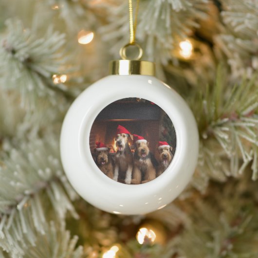 暖炉のクリスマスまでにエールを セラミックボールオーナメント (ツリー)