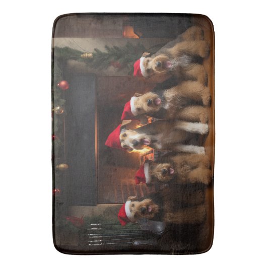 暖炉のクリスマスまでにエールを バスマット (正面縦)