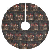 暖炉のクリスマスまでにエールを ブラッシュドポリエステルツリースカート (正面)