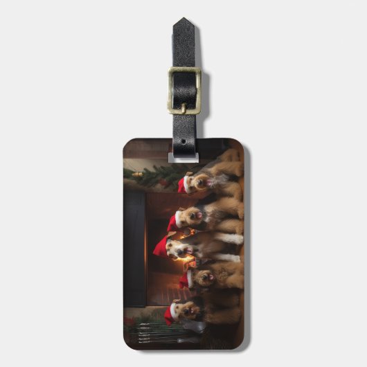 暖炉のクリスマスまでにエールを ラゲッジタグ (正面縦)