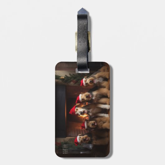 暖炉のクリスマスまでにエールを ラゲッジタグ (裏面縦)