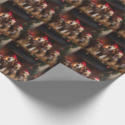 暖炉のクリスマスまでにエールを ラッピングペーパー (角)