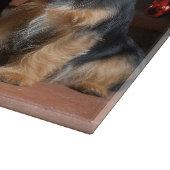 暖炉のクリスマスまでにオーストラリアのテリア カッティングボード (角)