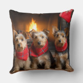 暖炉のクリスマスまでにオーストラリアのテリア クッション (裏面)