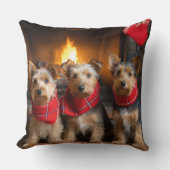 暖炉のクリスマスまでにオーストラリアのテリア クッション (正面)