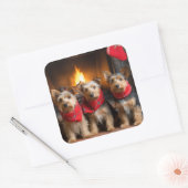 暖炉のクリスマスまでにオーストラリアのテリア スクエアシール (封筒)