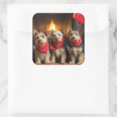 暖炉のクリスマスまでにオーストラリアのテリア スクエアシール (バッグ)