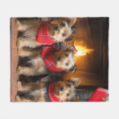 暖炉のクリスマスまでにオーストラリアのテリア フリースブランケット (正面(横))