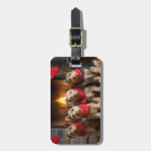 暖炉のクリスマスまでにオーストラリアのテリア ラゲッジタグ (正面縦)