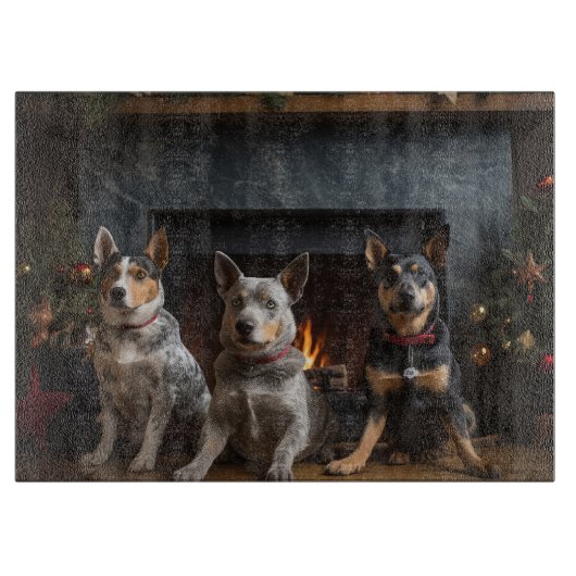 暖炉のクリスマスまでにオーストラリアの牛 カッティングボード (正面)