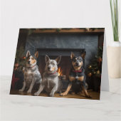 暖炉のクリスマスまでにオーストラリアの牛 カード (正面)