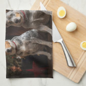 暖炉のクリスマスまでにオーストラリアの牛 キッチンタオル (四つ折り)