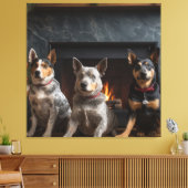 暖炉のクリスマスまでにオーストラリアの牛 キャンバスプリント (インサイチュ (リビング))