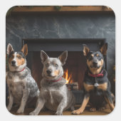 暖炉のクリスマスまでにオーストラリアの牛 スクエアシール (正面)