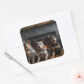 暖炉のクリスマスまでにオーストラリアの牛 スクエアシール (封筒)