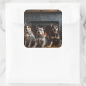 暖炉のクリスマスまでにオーストラリアの牛 スクエアシール (バッグ)