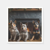 暖炉のクリスマスまでにオーストラリアの牛 スタンダードカクテルナプキン (正面)