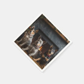 暖炉のクリスマスまでにオーストラリアの牛 スタンダードカクテルナプキン (角)