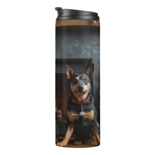 暖炉のクリスマスまでにオーストラリアの牛 タンブラー (回転右)