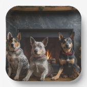 暖炉のクリスマスまでにオーストラリアの牛 ペーパープレート (正面)