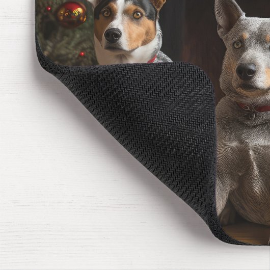 暖炉のクリスマスまでにオーストラリアの牛 マウスパッド (コーナー)