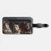 暖炉のクリスマスまでにオーストラリアの牛 ラゲッジタグ (裏面横)