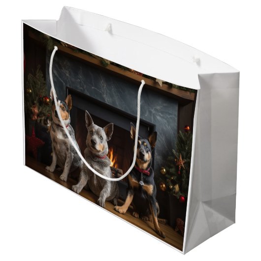 暖炉のクリスマスまでにオーストラリアの牛 ラージペーパーバッグ (裏面アングル)