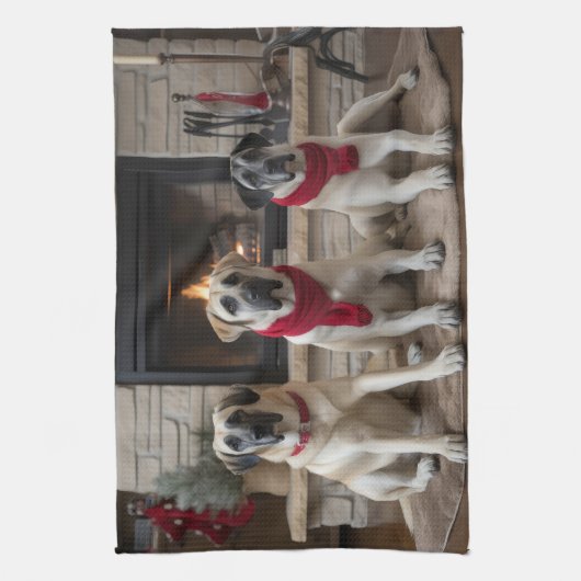 暖炉のクリスマスまでに行われたアナトリアの羊飼い キッチンタオル (縦)