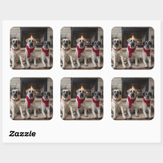 暖炉のクリスマスまでに行われたアナトリアの羊飼い スクエアシール (シート)