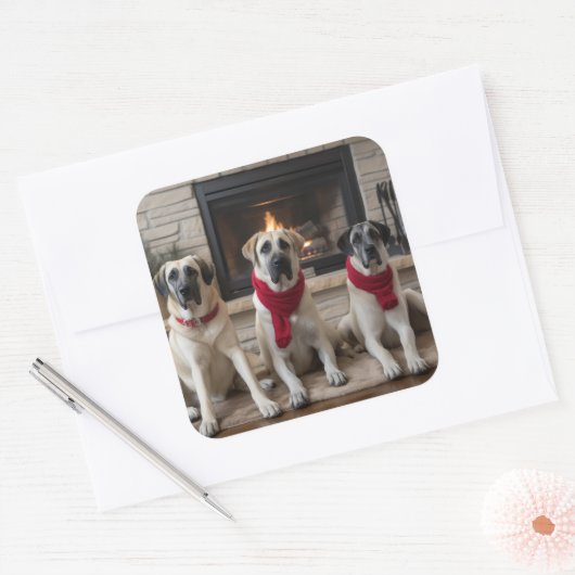 暖炉のクリスマスまでに行われたアナトリアの羊飼い スクエアシール (封筒)