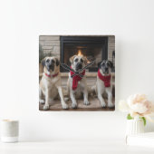 暖炉のクリスマスまでに行われたアナトリアの羊飼い スクエア壁時計 (ホーム)