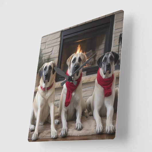 暖炉のクリスマスまでに行われたアナトリアの羊飼い スクエア壁時計 (傾斜)