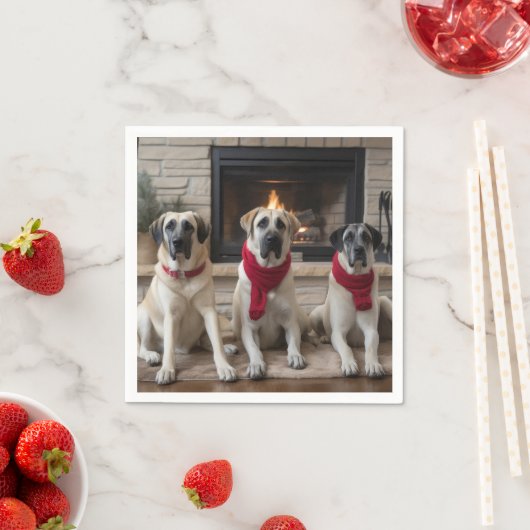 暖炉のクリスマスまでに行われたアナトリアの羊飼い スタンダードカクテルナプキン (インサイチュ)